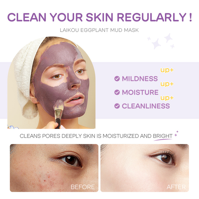 5pcs LAIKOU Eggplant Mud Mask  - Bentonite Clay Mask recension och pris